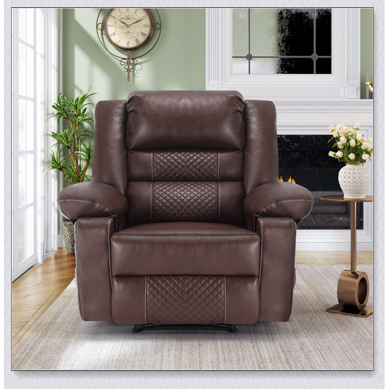 Fauteuil inclinable manuel respirant en cuir avec massage et chauffage pour une détente ultime dans le salon, Brun