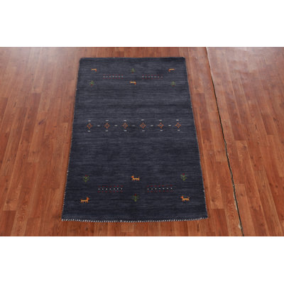 Dark Navy Blue Tribal Gabbeh Oriental Rug 3x5