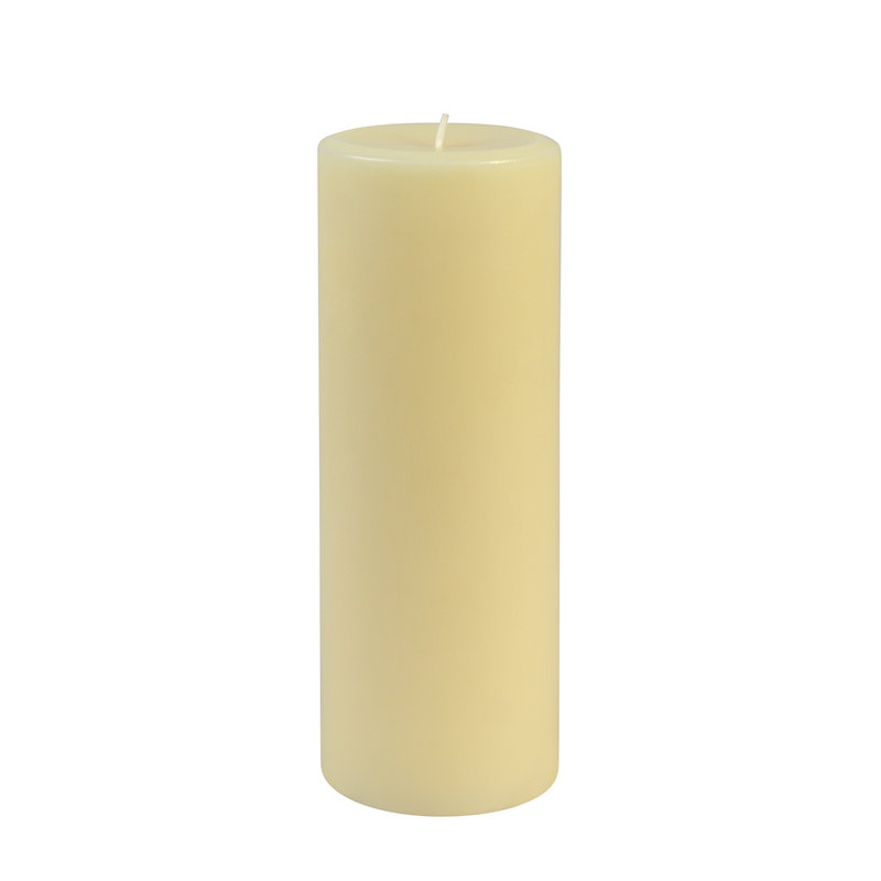 Bougie cylindrique sans parfum, Ivoire, 4, H 8 po x l 3 po x p 3 po