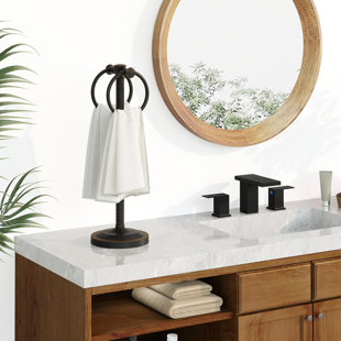 Porte-serviettes sur pied en acier inoxydable bronze huilé 17 pouces