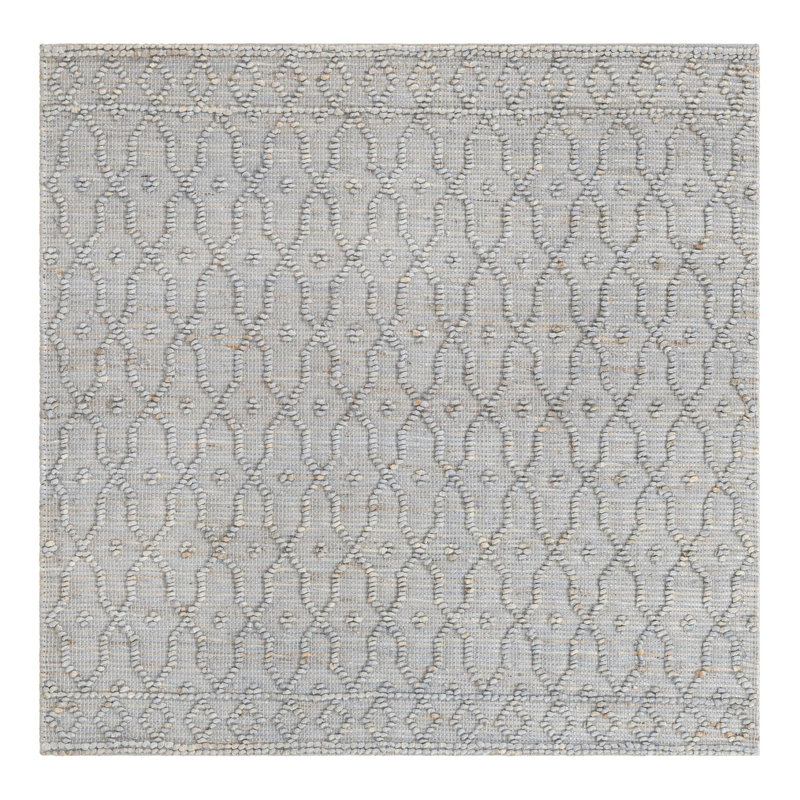 Tapis gris en jute / sisal tissé à la main, Carré 5 pi 3 po