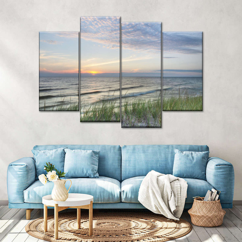 Ensemble de 4 pièces sur un lac Lake Michigan, H 42 po x l 68 po x P 1,25 po