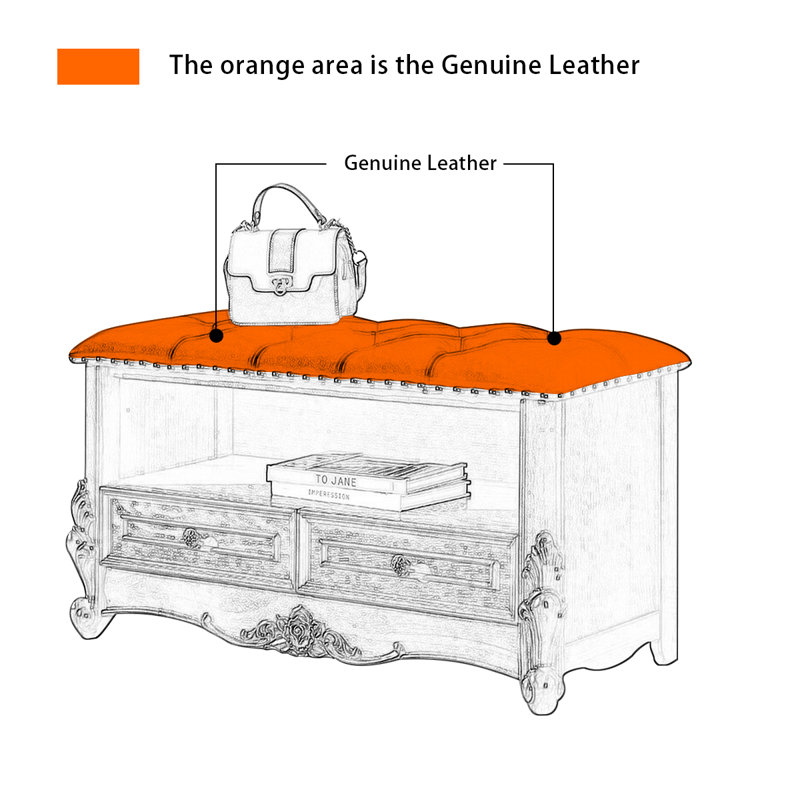 Banc de rangement en cuir de style rétro pour la chambre et le vestibule, Couleur de l'image