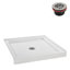 Base de douche carrée en acrylique l 36 po x P 36 po, bonde incluse