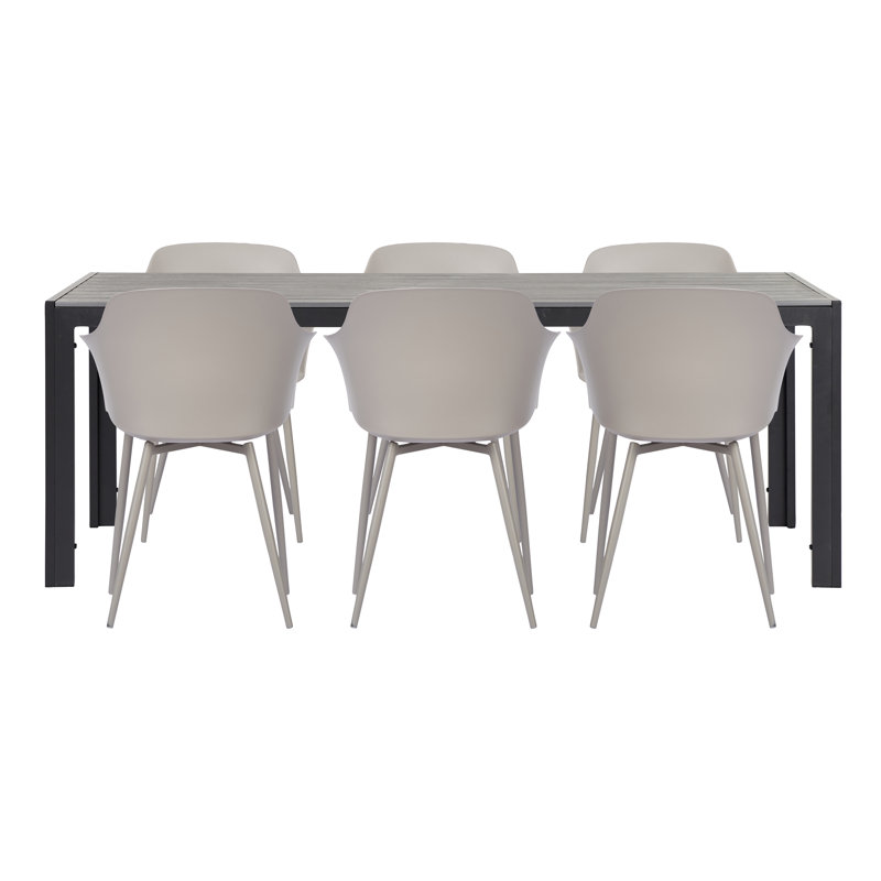 Morganti 6 - Person Patio Dining Set with Rectangular Table, Grey, Flint Grey