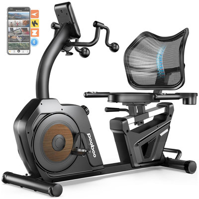Pooboo Magnetic Recumbent Exercise Bike with Arm Exerciser and Heart Rate Monitor, 400 lbs Capacity
