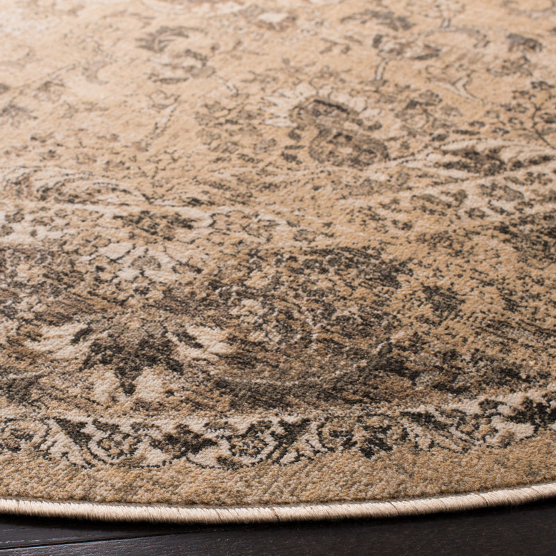 Tapis beige à motif abstrait Evanoff, Ovale 5 pi 3 po x 7 pi 6 po