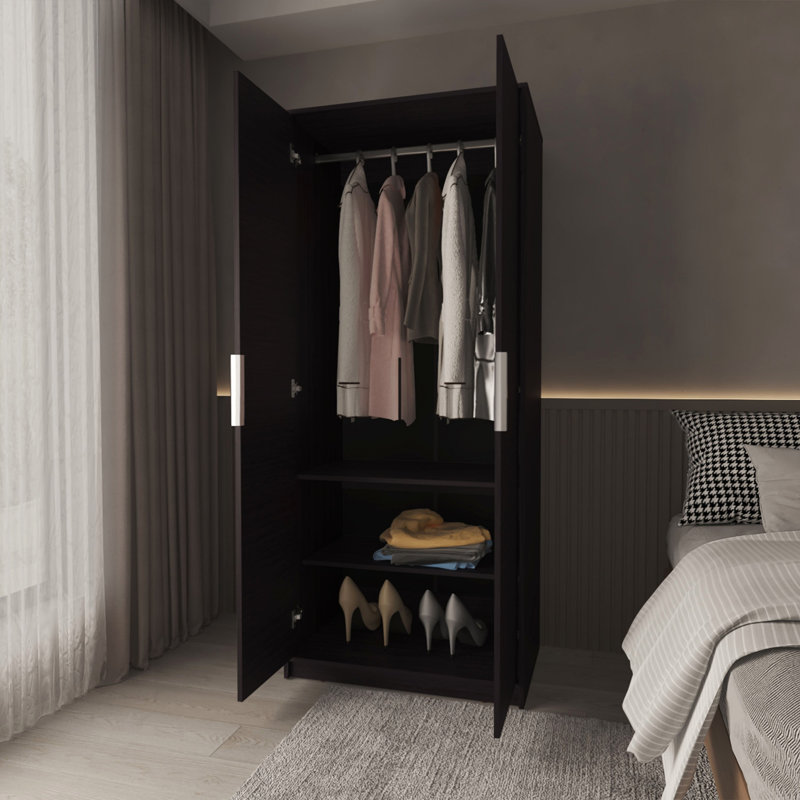 Armoire 2 portes 2 tablettes avec porte-chaussures