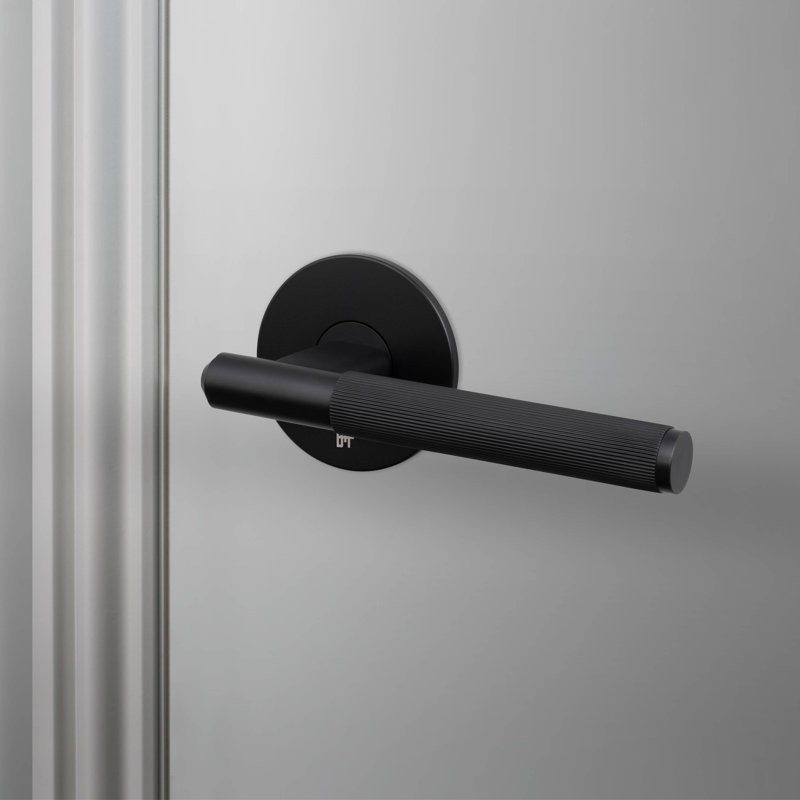 Linear Knurl Round Passage (Hall & Closet) Door Lever, Welders Black