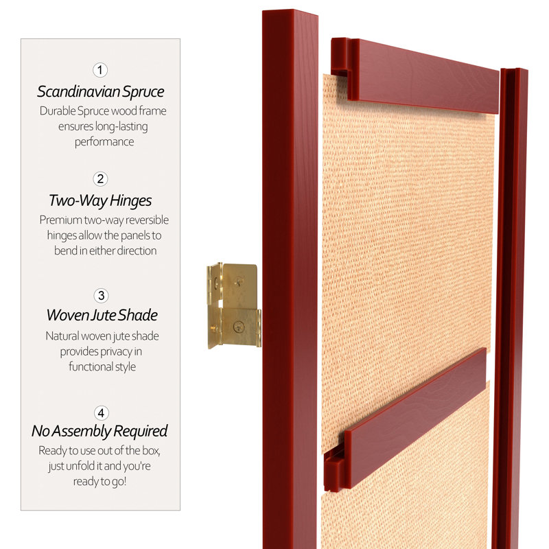 71" H Jute Shoji Room Divider, Rosewood, 5