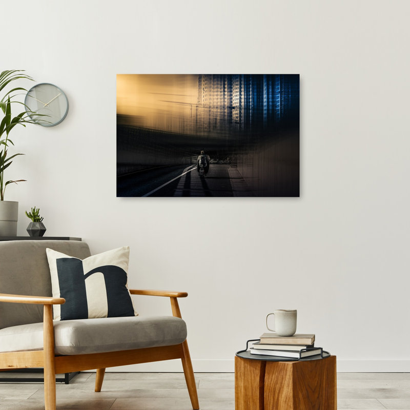 " Dynamic City Rider Abstract Modern Architecture City Wall Art Print " Print, H 24 po x l 36 po