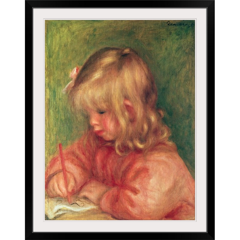 " Child Drawing, 1905 " by Pierre-Auguste Renoir, Black Frame, 32" H x 26" W x 1" D