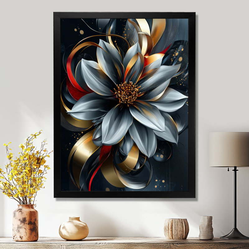 Ben - Floral Canvas Wall Art, Noir, noir, noir, noir, 20" H x 12" W, Reproduction encadrée d'une seule photo