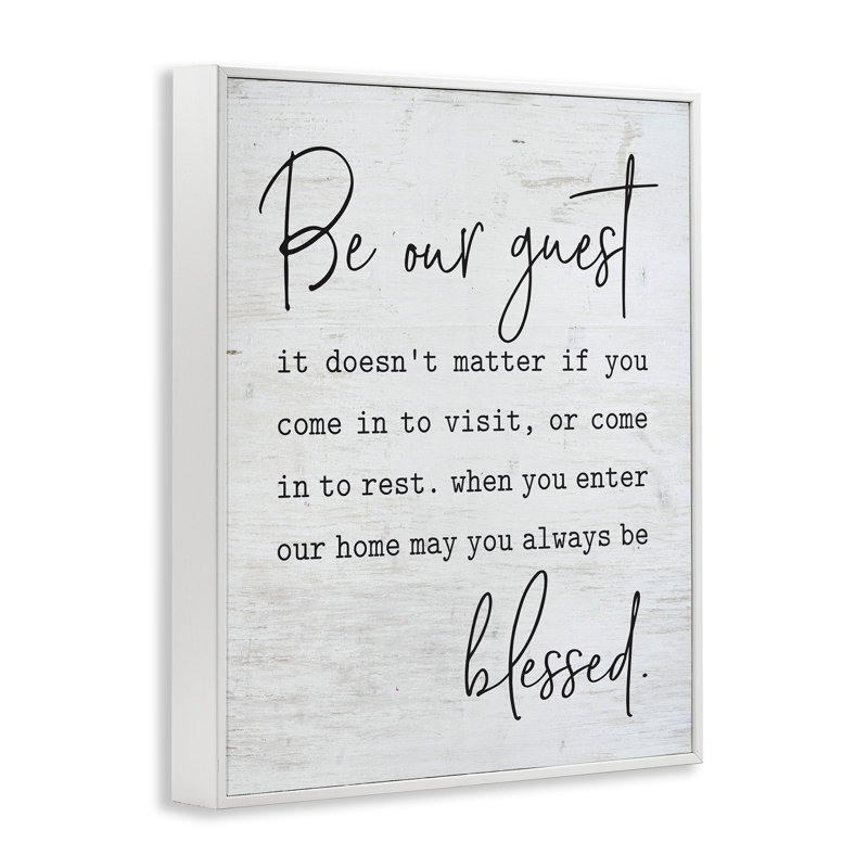 «Be our invité» par lettré et doublé - impression d'art textuel, H 30 po x l 24 po, Giclée encadrée blanc bord de mer