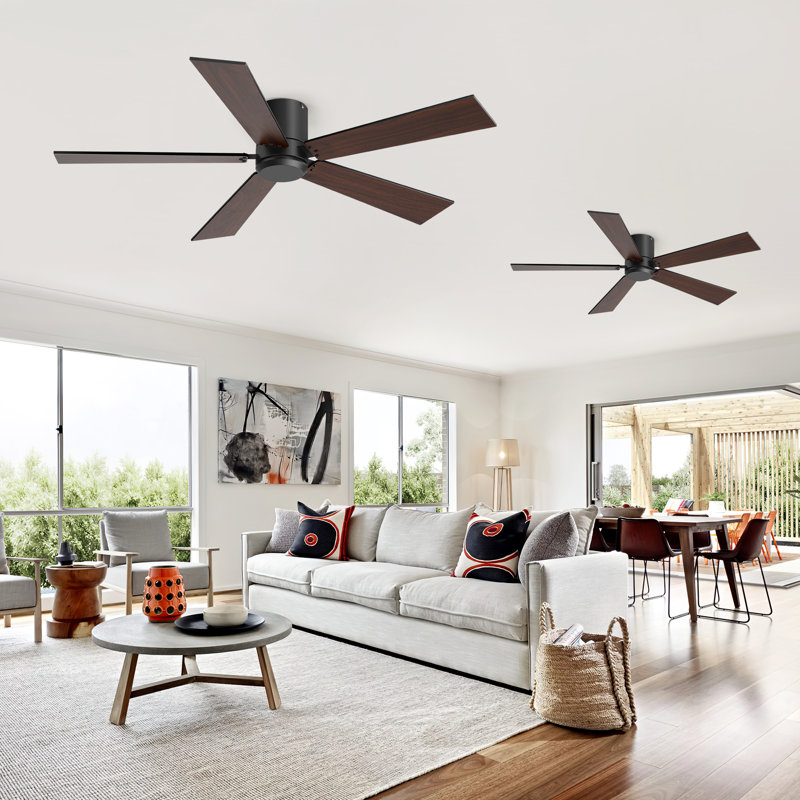 2 Pack 42" Brown Ceiling Fan With 3 Colors Led Light And Remote Control Modern Ceiling Fan With Reversible Quiet Motor & Light Memory Function