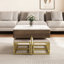 Ensemble de tables basses à plateau relevable moderne avec rangement et 4 repose-pieds blanc et noyer