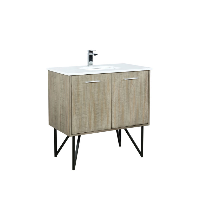 Ensemble de meuble-lavabo simple 36 po x P 20 po Lancy, Marbre de culture blanc