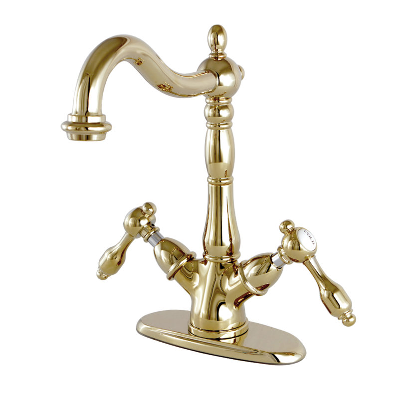 Robinet vasque à fixation sur comptoir à deux poignées à 1 ou 3 trous Kingston Brass Tudor, Laiton poli