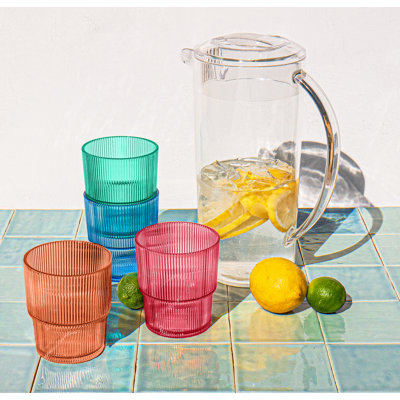 Fine Ribbed Acrylic Drinking Glass