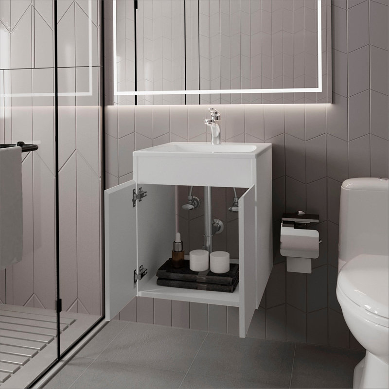 White Bathroom Vanity with two Doors, White