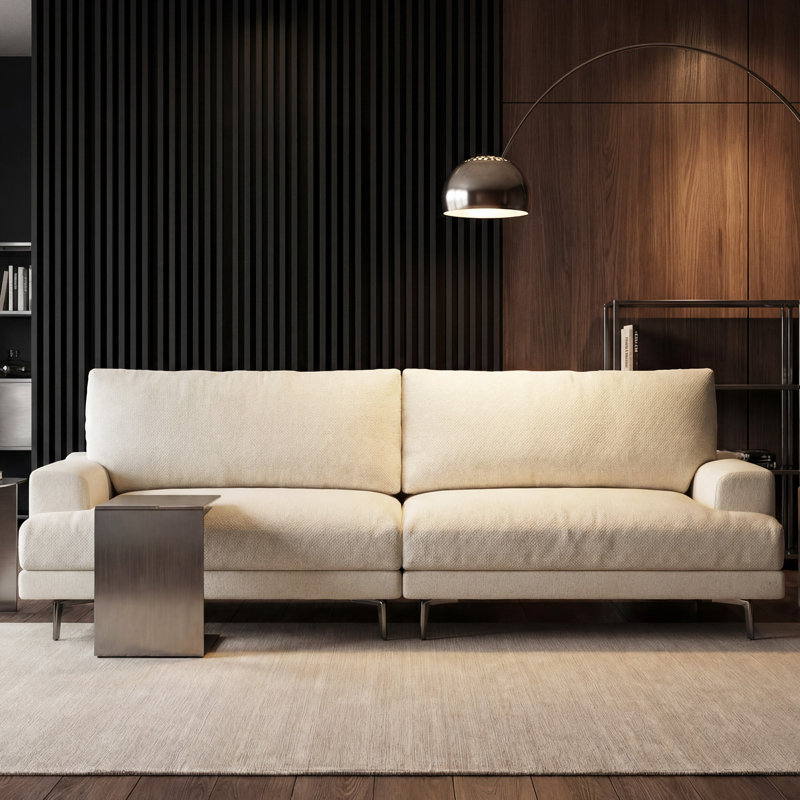 Canapé de salon moderne et confortable de 86,61 pouces avec 3 coussins en tissu et coussins en plumes