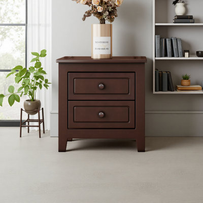 Table de chevet à 2 tiroirs pour chambre à coucher, table de chevet rétro Mid-Century avec design classique