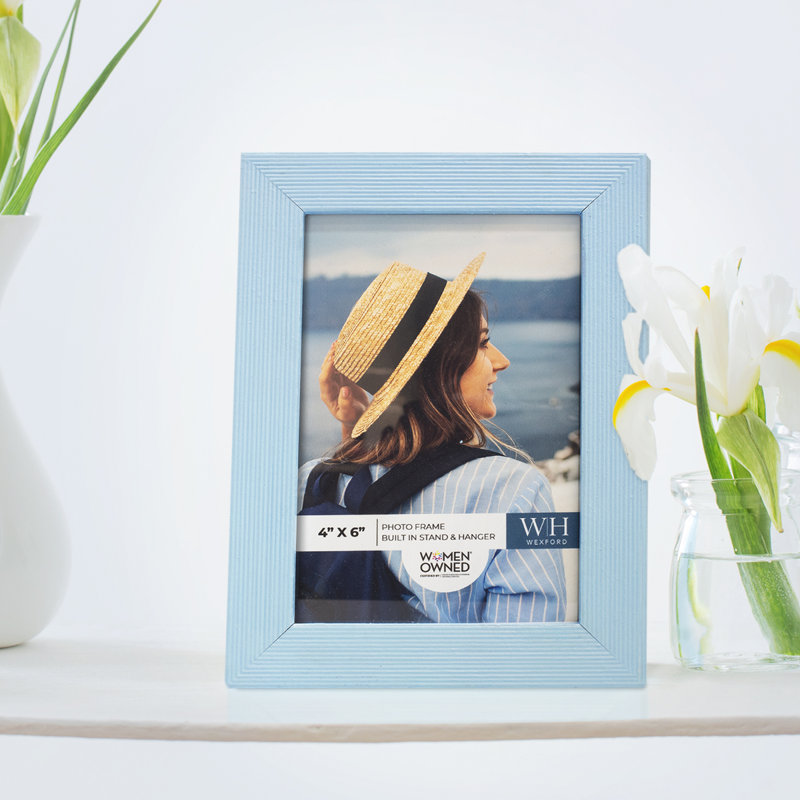 Cadre photo simple en bois, 6 po x 8 po, Bleu bébé