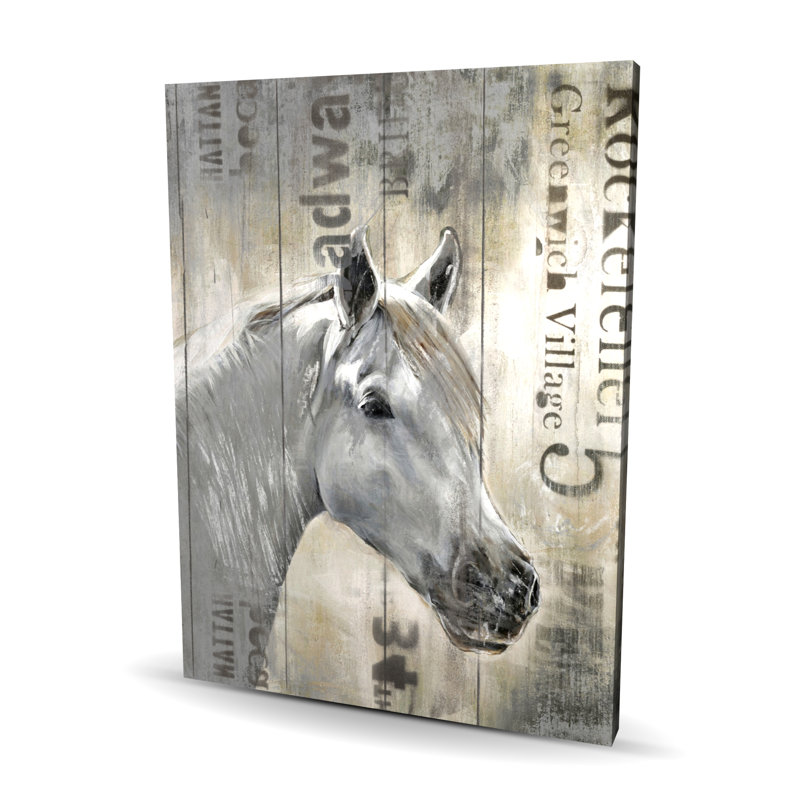 Cheval rustique blanc, toile, animaux de ferme, décoration intérieure