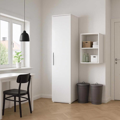 Adore White High Gloss 1 Door Storage Unit with Shelves - Multi-Purpose Cabinet