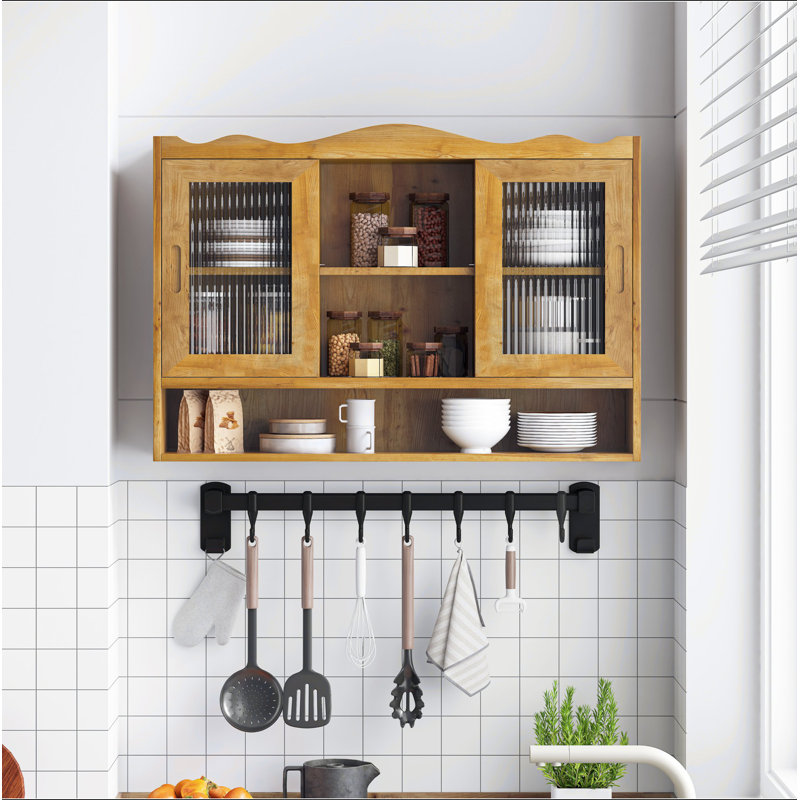 Armoire coulissante 35,4 po à 2 portes et trois niveaux d'espace de rangement, convenant aux salles de bain, cuisines et salles à manger