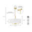 Luminaire suspendu en forme de tambour suspendu moderne 4 lumières pour le salon et la salle à manger Finition laiton satiné