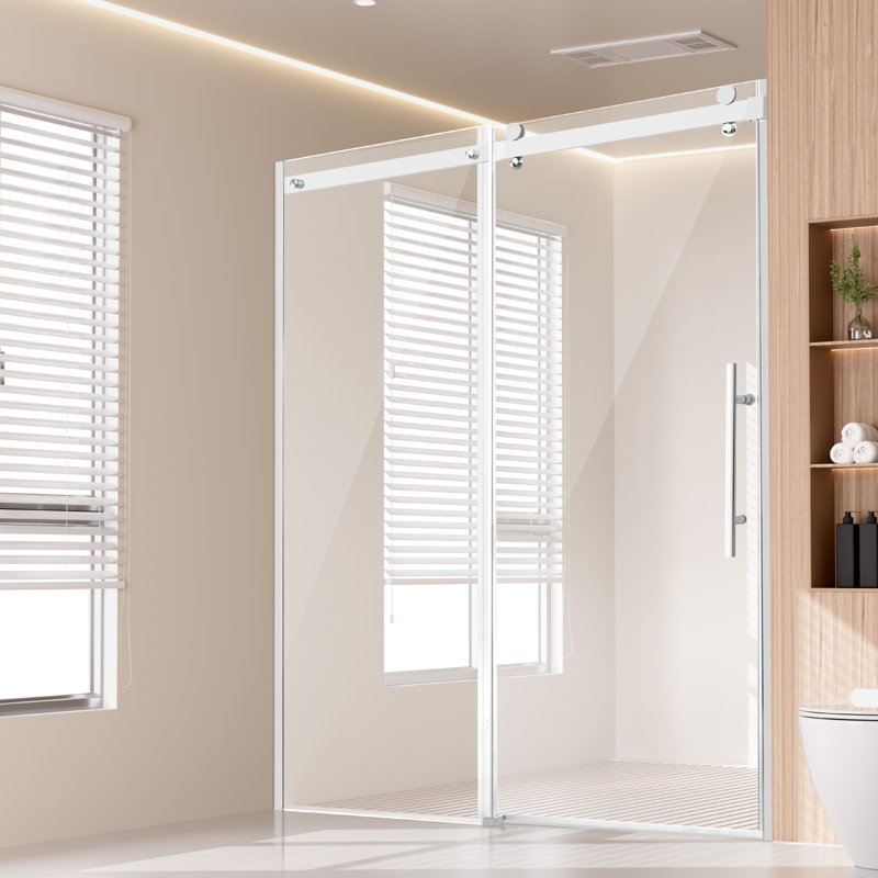 Frameless Shower Door 58-59" x 75" SGCC Tempered Glass 5/16", Chrome