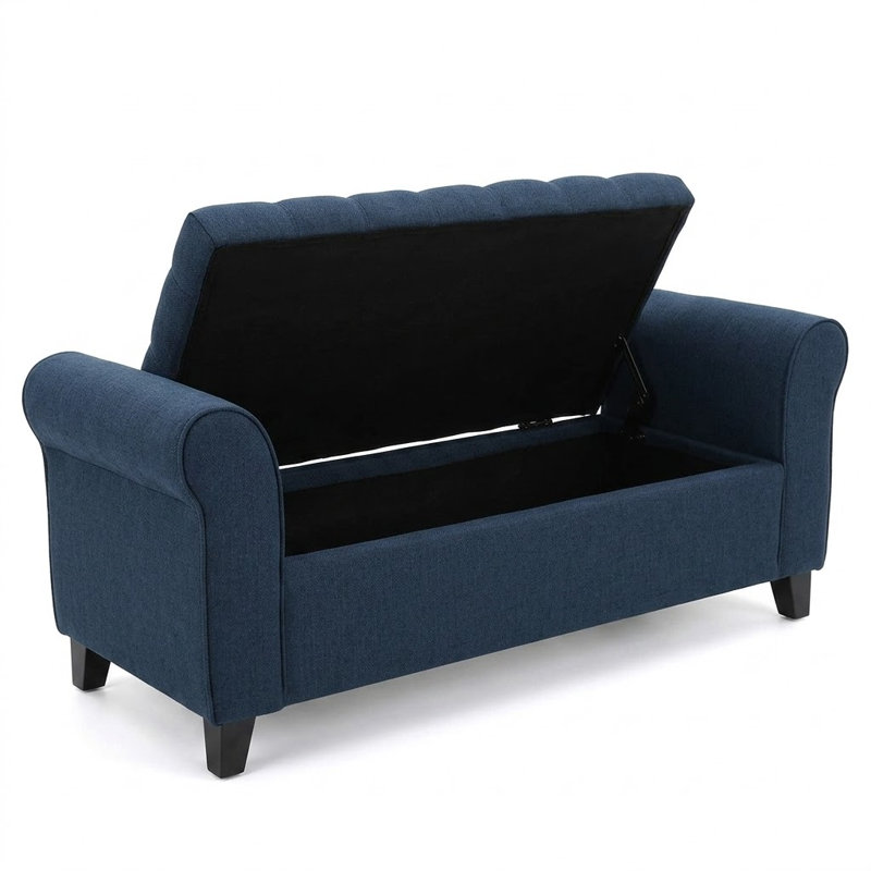 Banc de rangement en tissu Dionigio, Bleu marine