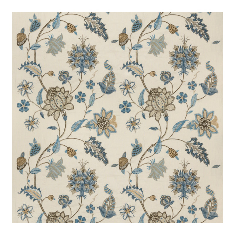Bakers Indienne Embroidery Fabric, Soft Blue