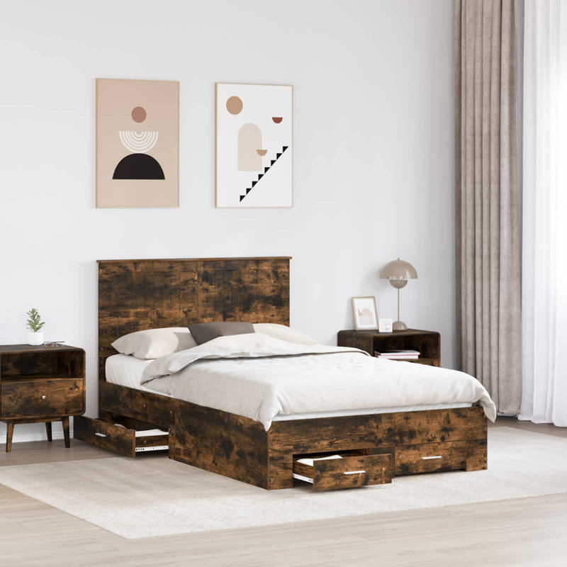 Bed, Small Double (4'), Smoked Oak