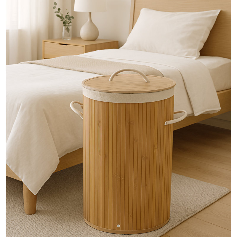 Panier à linge pliable en bambou naturel