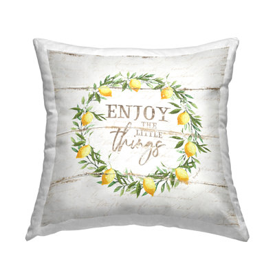 Design de coussin décoratif en couronne de citron Enjoy Little Things Rustic Country par Jennifer Pugh