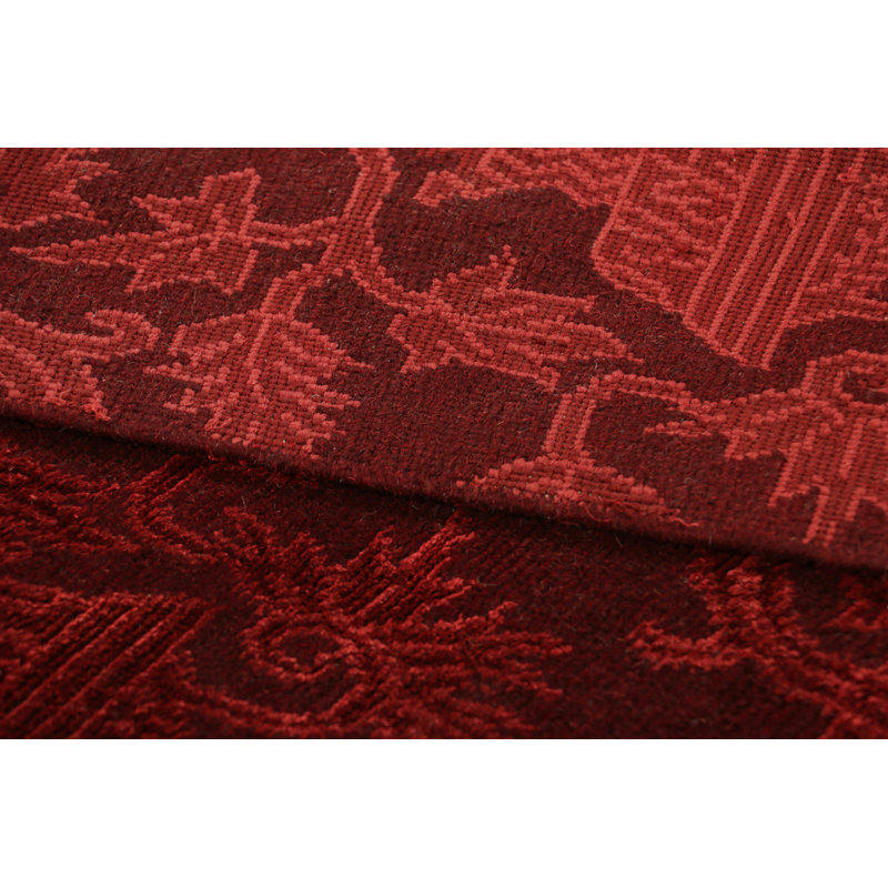 Rug & Kilim’S European Style Rug In Burgundy With Floral Patterns, Retangle 37' x 40'
