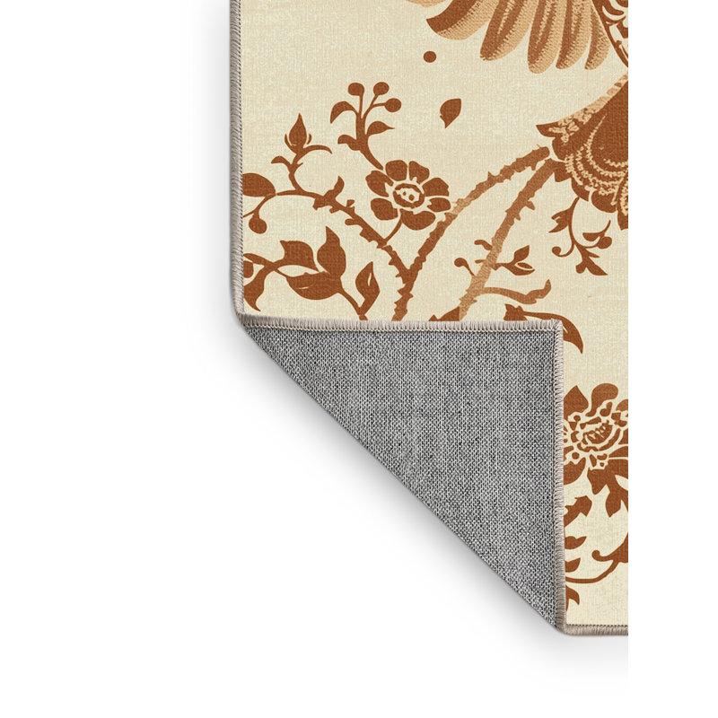 Tapis beige classique lavable à la machine Symbole de la sagesse Parnika Owl - Reliure beige, 8 x 10