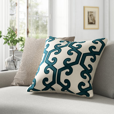  Applique Cotton Geometric Throw Pillow