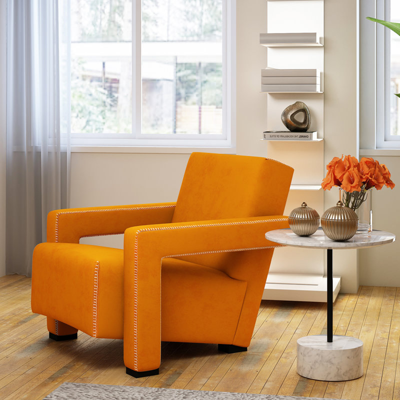 Méridienne large en velours 28,94 po Fleischer, Orange