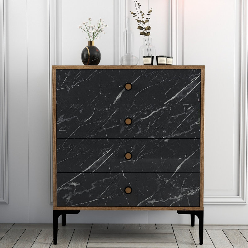 Commode Paucker, Gris foncé / brun