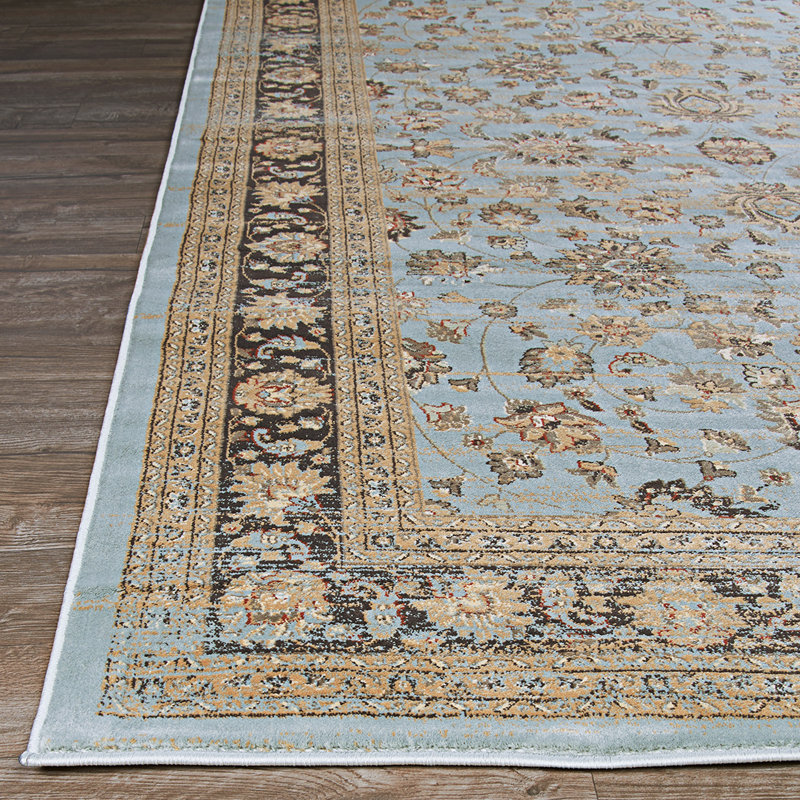 Tapis bleu ciel/noir Connors, Rectangle 2 pi x 3 pi 7 po