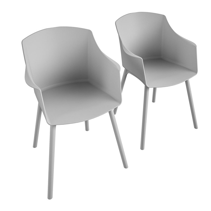 Patio Dining Armchair 2 pcs. (indoor/outdoor), Light Grey