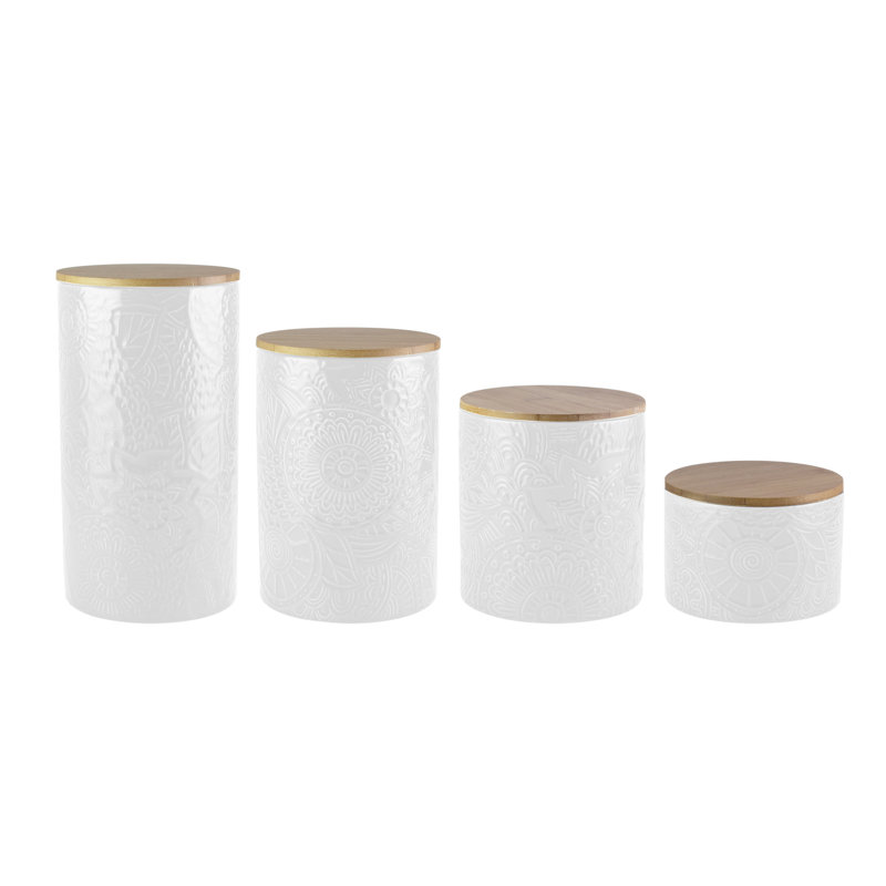 Stoneware Canister - Set of 4, White