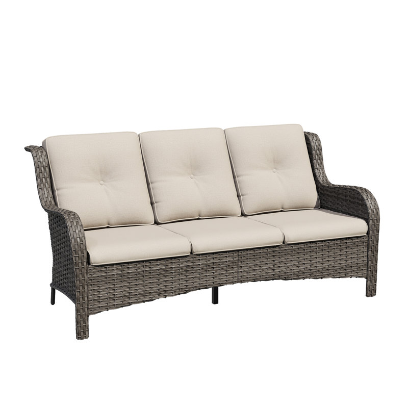 Magline 72.83'' Wicker Outdoor Patio Sofa, Beige