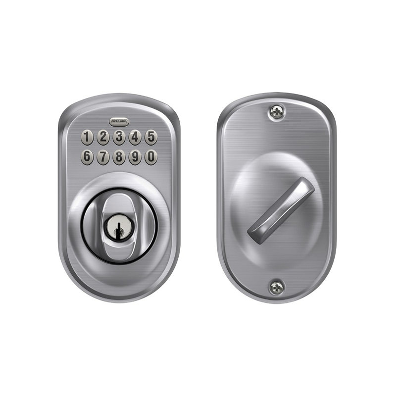 Schlage Keypad Deadbolt with Plymouth Trim, Satin Chrome