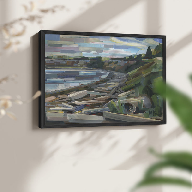 Tôt le matin sur la plage - Reproduction encadrée - Restickable, H 8 po x l 10 po, Noir, noir, noir, noir