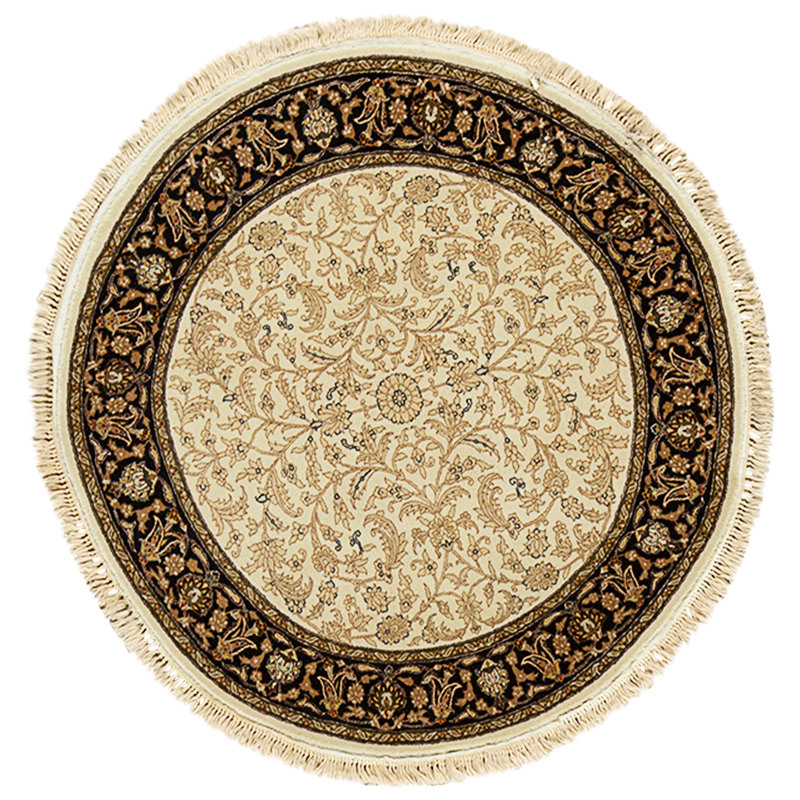 High-Quality Hand-Knotted Beige And Navy Area Rug