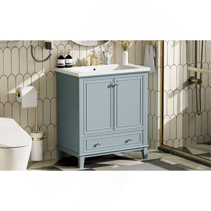 Meuble-lavabo élégant avec rangement fonctionnel et matériaux de qualité supérieure, Vert